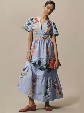 Anthropology Somerset Floral Maxi Dress size S